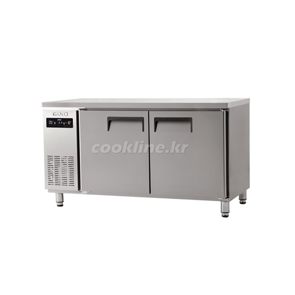 유니크대성 에버젠 냉장테이블1500 2도어 스텐 간냉식 업소용 UDS-15TIE