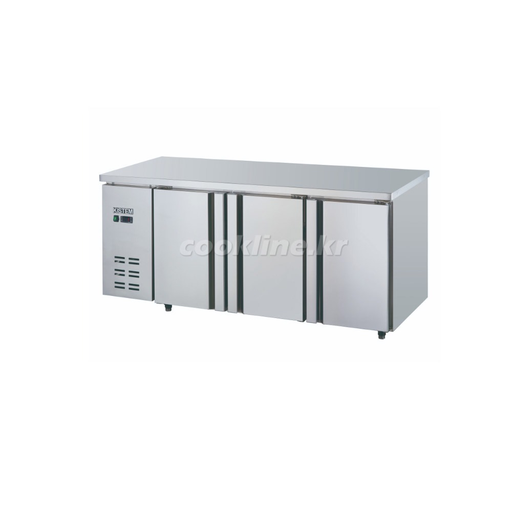 키스템 KIS-PDT18R 테이블냉장고[좌측기계실]1800x700x800 직접냉각방식 디지털 올스텐(내부+외부)[매장앞1층 하차 무료]