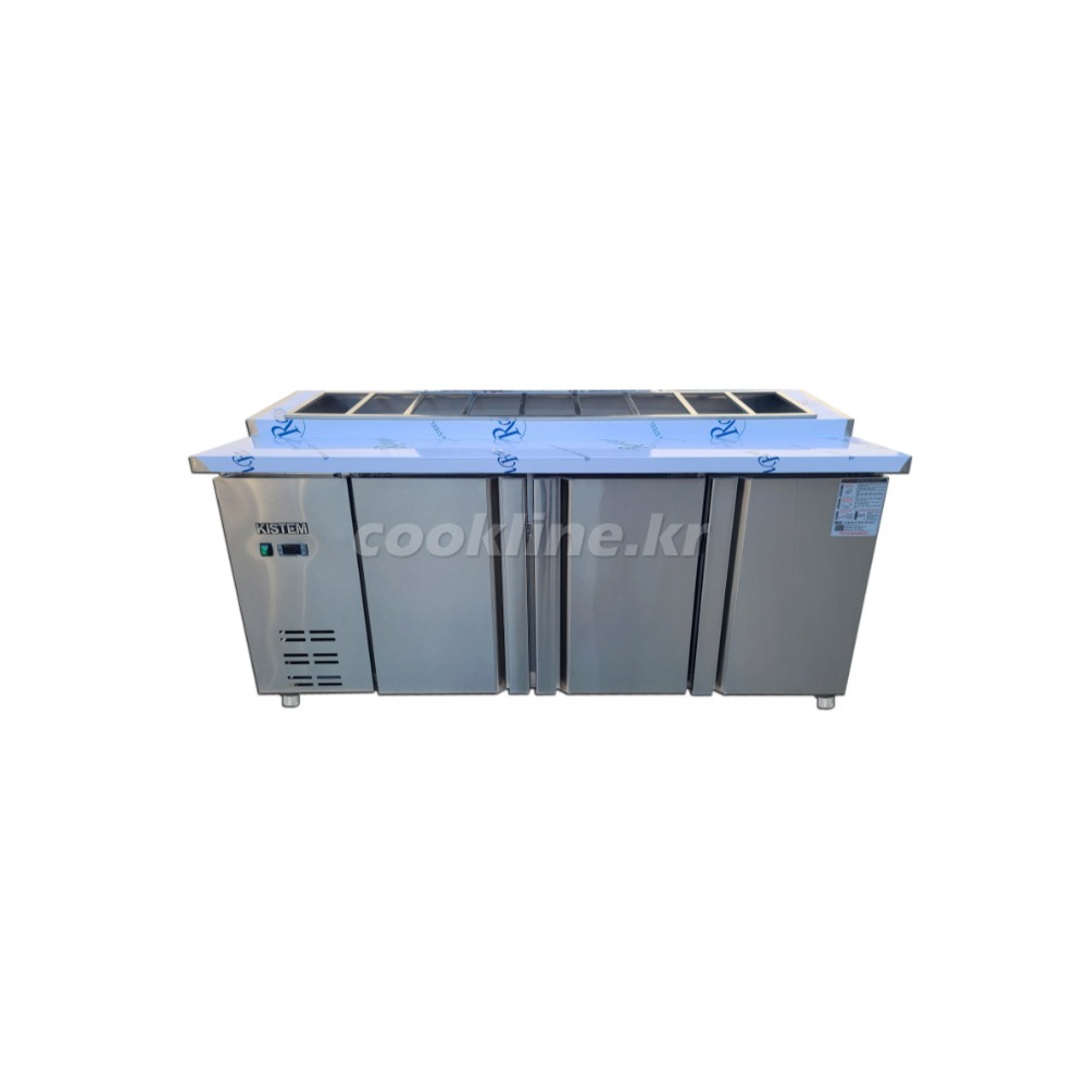 키스템 KIS-PDB18R-5 1/3받드용 토핑냉장고 [좌측기계실]1800x750x800 직접냉각방식 디지털 올스텐(내부+외부)[매장앞1층 하차 무료]